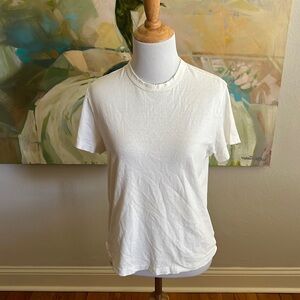 AMO Distressed Short Sleeve Tee Shirt Small - cream